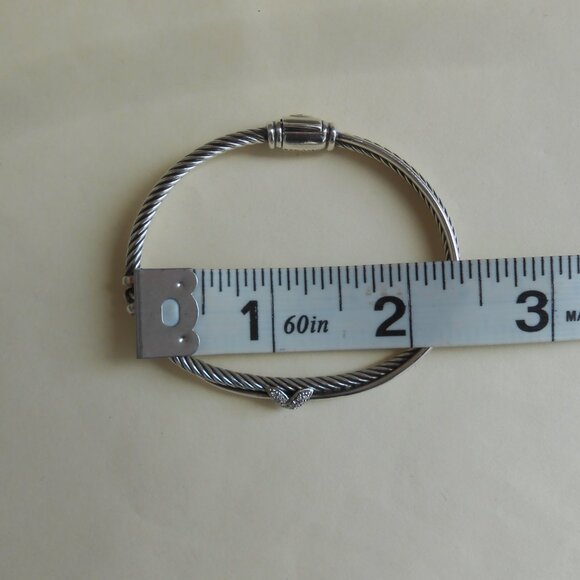 David Yurman Sterling Silver Petite X Diamond Crossover Bracelet EUC - Picture 10 of 14